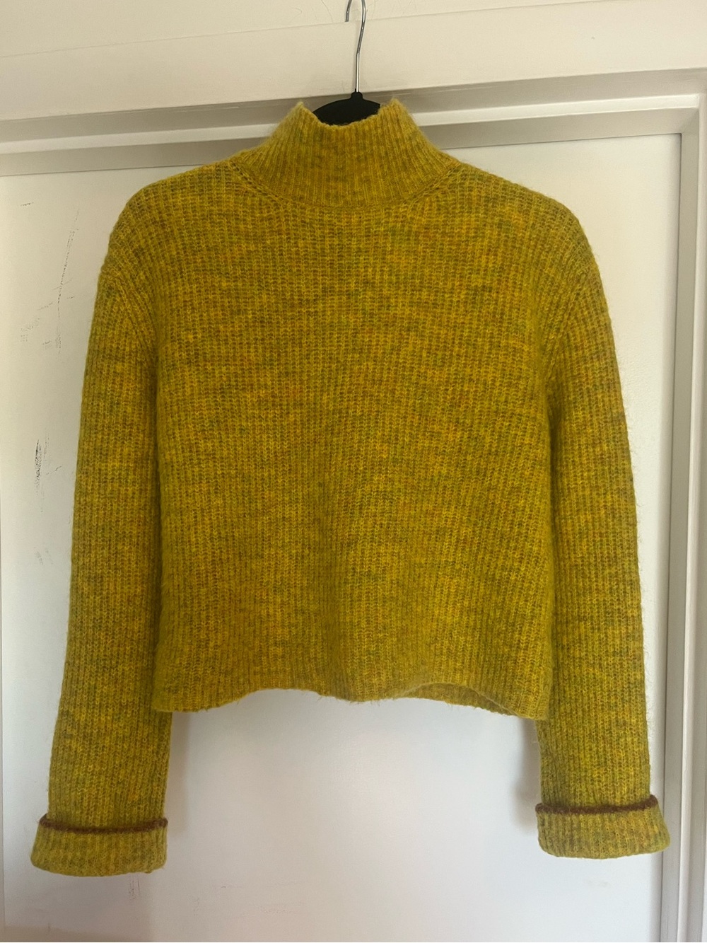 Paloma Wool Cropped Turtleneck Sweater in Mustard Yellow